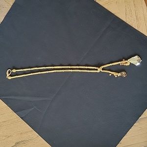 24" Vintage Goldtone necklace with amber colored crystals